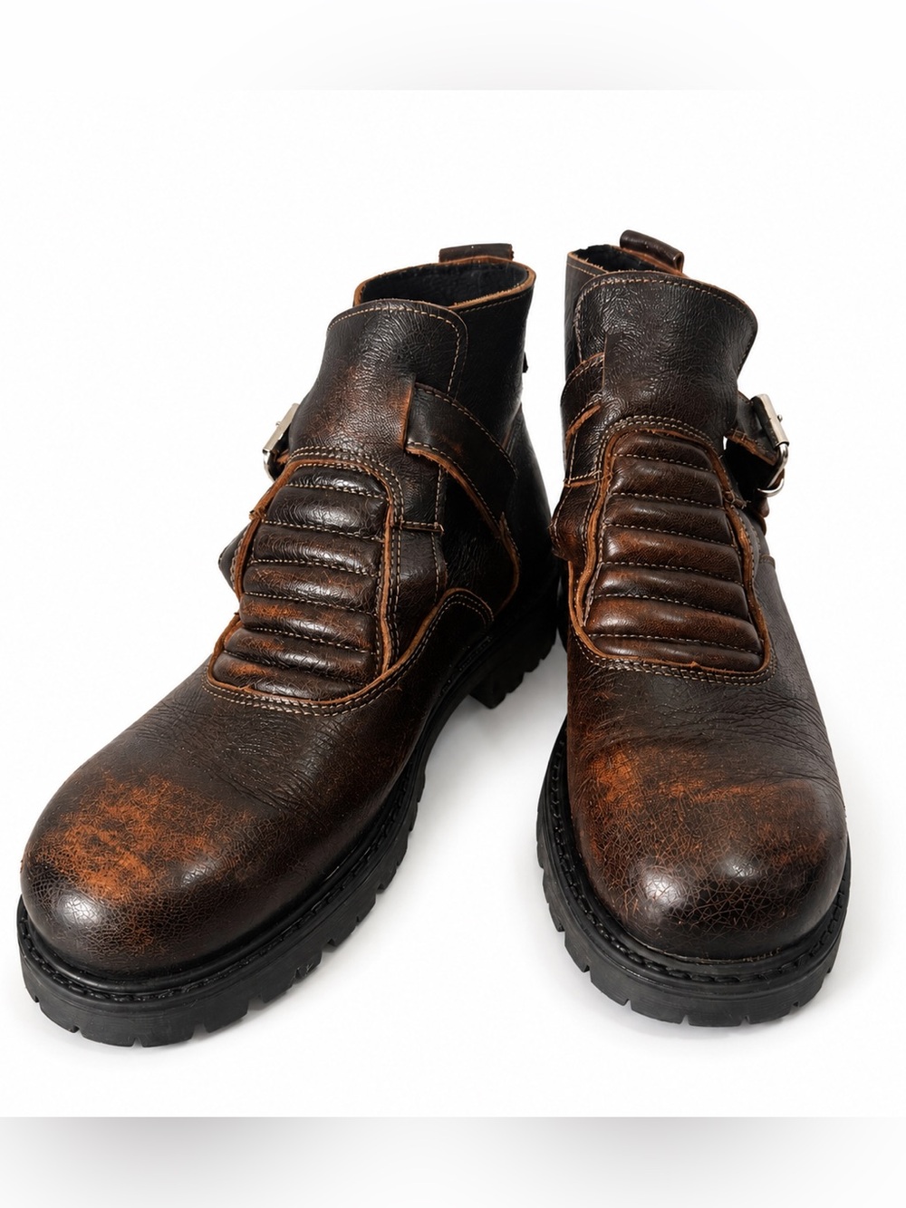 Vintage 90s StoneRidge Padded Vamp Leather Biker Moto Boots EU 42 Italy US 9